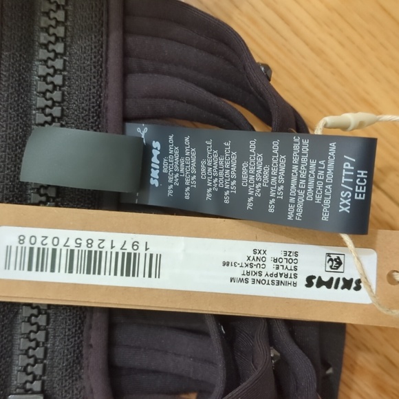 NWT SKIMS RHINESTONE SWIM STRAPPY SKIRT IN ONYX - Picture 6 of 6